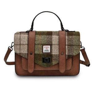Harris Tweed Large Satchel Chestnut Tartan new